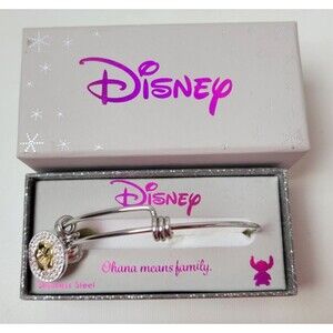 Disney Unwiritten Ohana Means Family Floating Crystal Flower Adjustable Bracelet